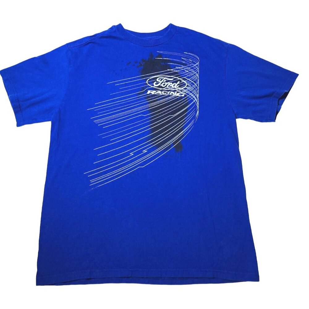 Nascar Ford Racing Cobalt Blue Medium T-Shirt HTF Rare Unique 100% Cotton